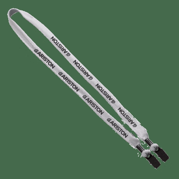 5/8" Double-Ended Polyester Shoelace Lanyard with Metal Crimp and Metal Bulldog Clip