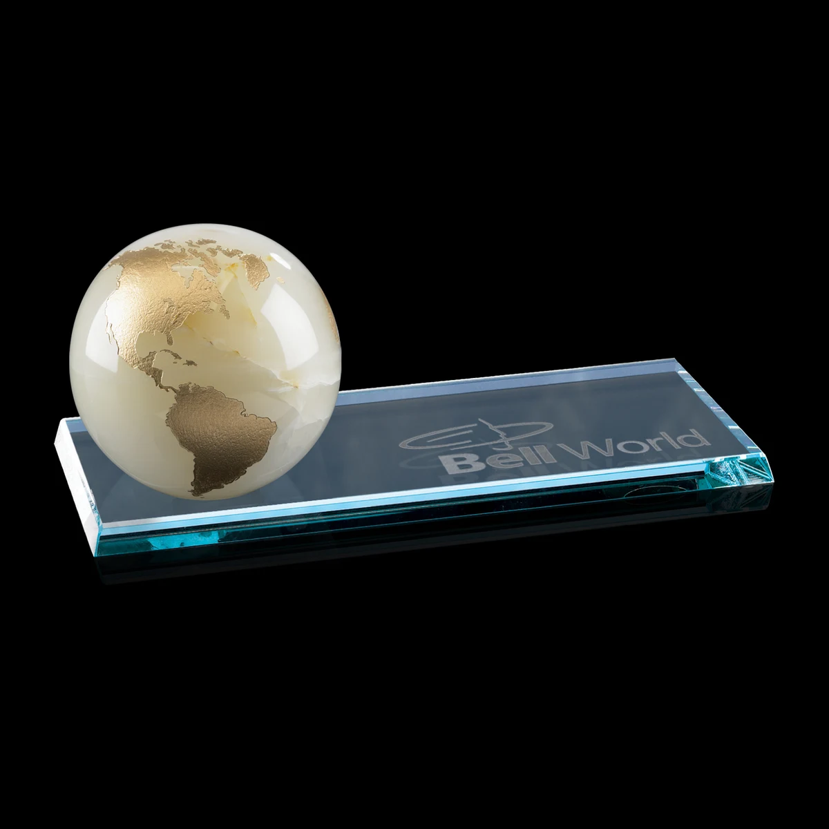 Marble Globe on Starfire Base - White 1