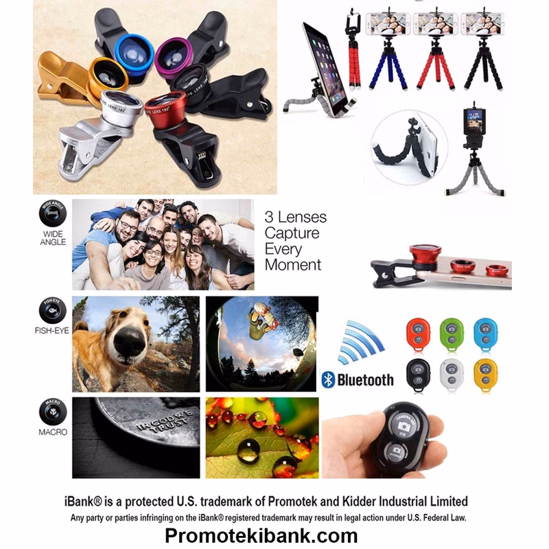 iBank ® Selfie Tripod + Bluetooth Shutter + Fisheyes