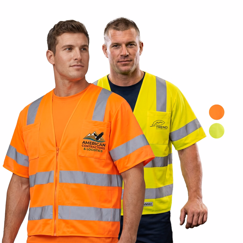 3.8oz. Knitted Class 3 Double Band Reflective Tape Safety Vest With 2 Pockets