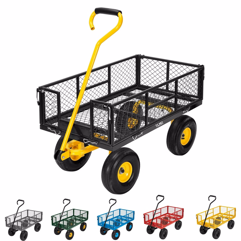 880 Lbs Capacity Mesh Steel Garden Cart