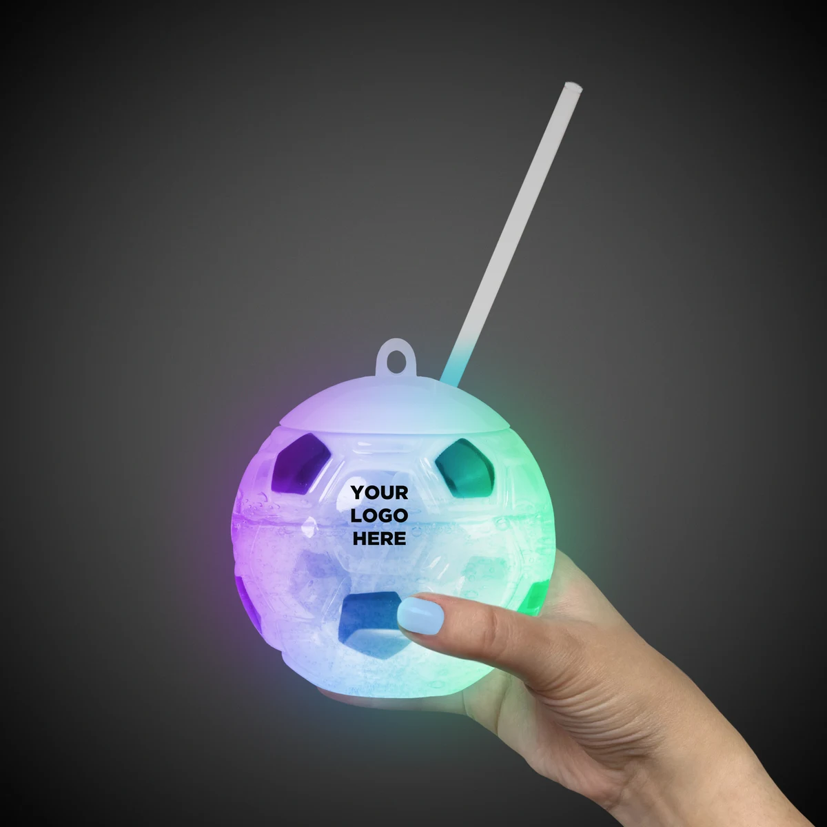 Soccer Ball Light Up Cup with Lid and Straw 1