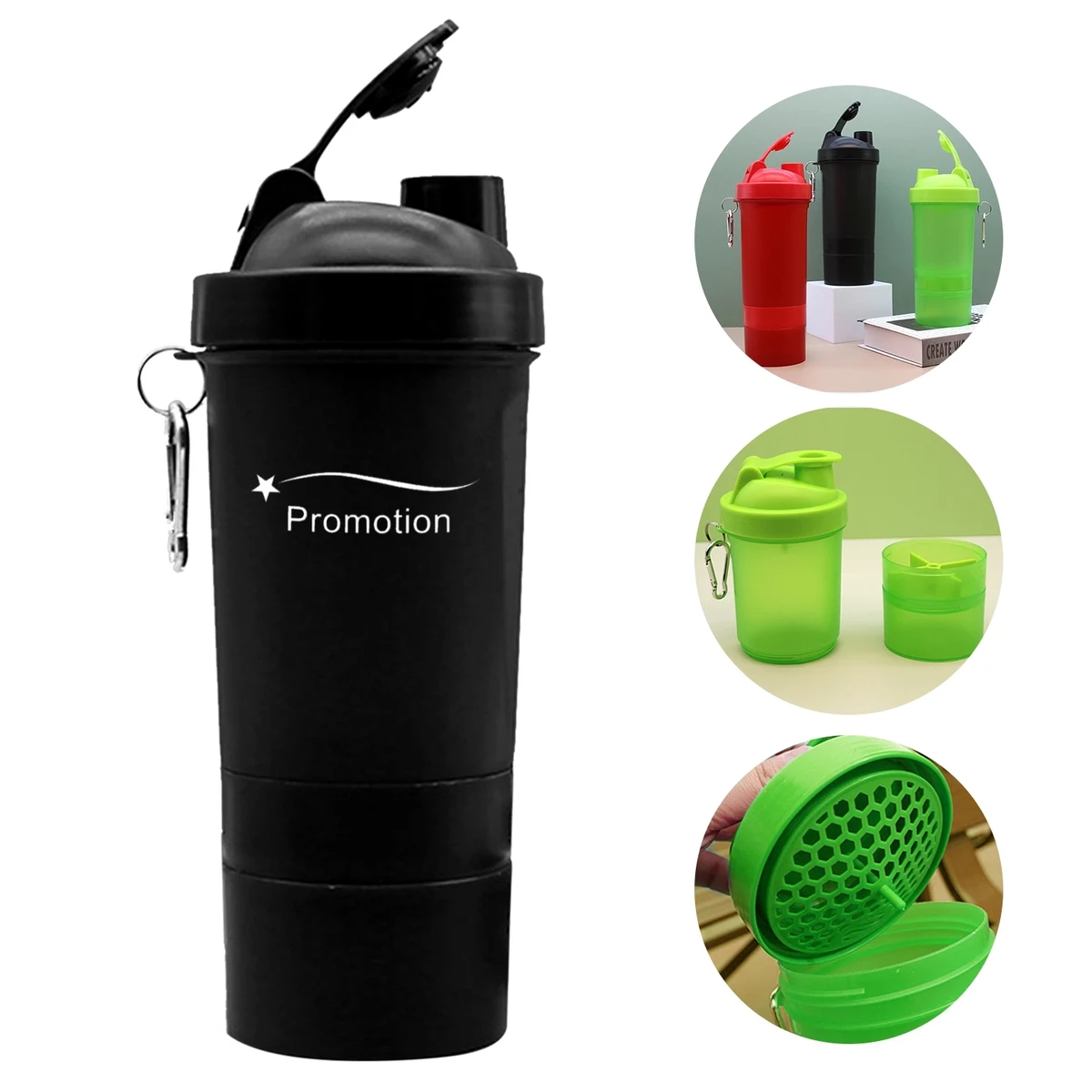 Shaker Bottle With Keychain 1