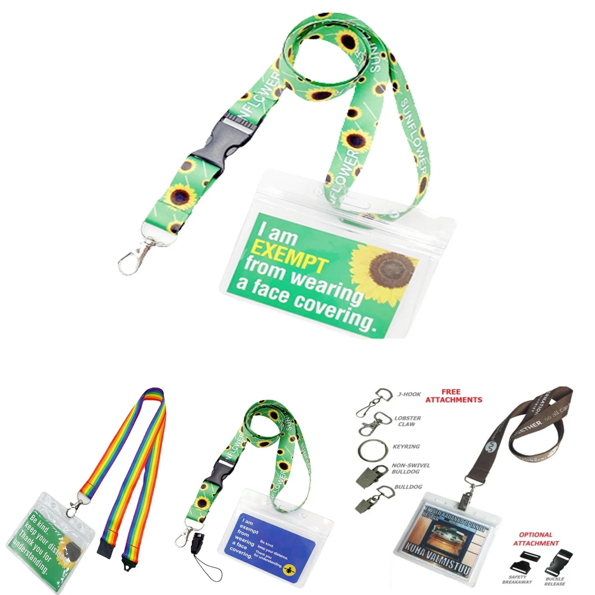 3/4" Lanyards w/ Badge Holder Combo Clear Vinyl 1