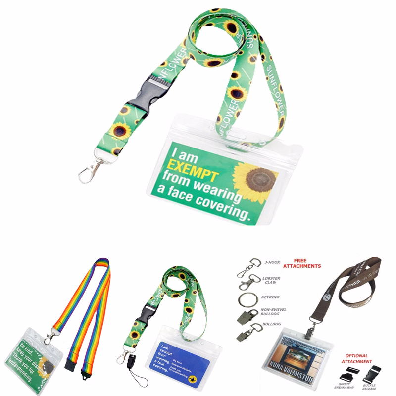 3/4" Lanyards w/ Badge Holder Combo Clear Vinyl