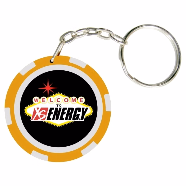 6 Stripe Poker Chip Keychain