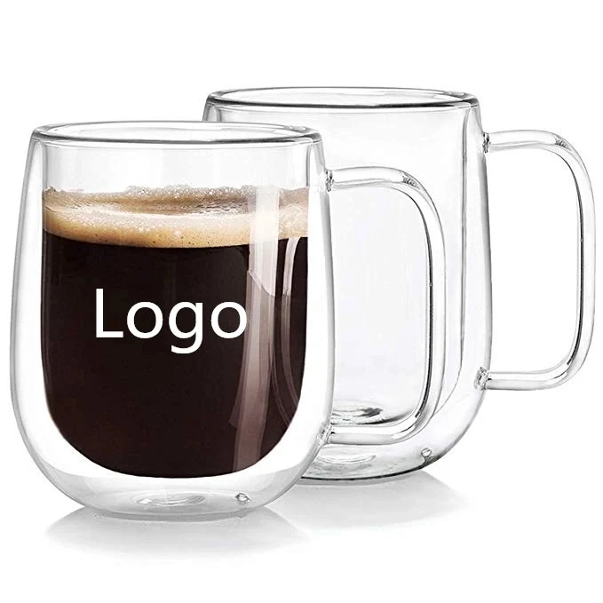 12oz Glass Double-Wall Borosilicate Coffee Cups 1