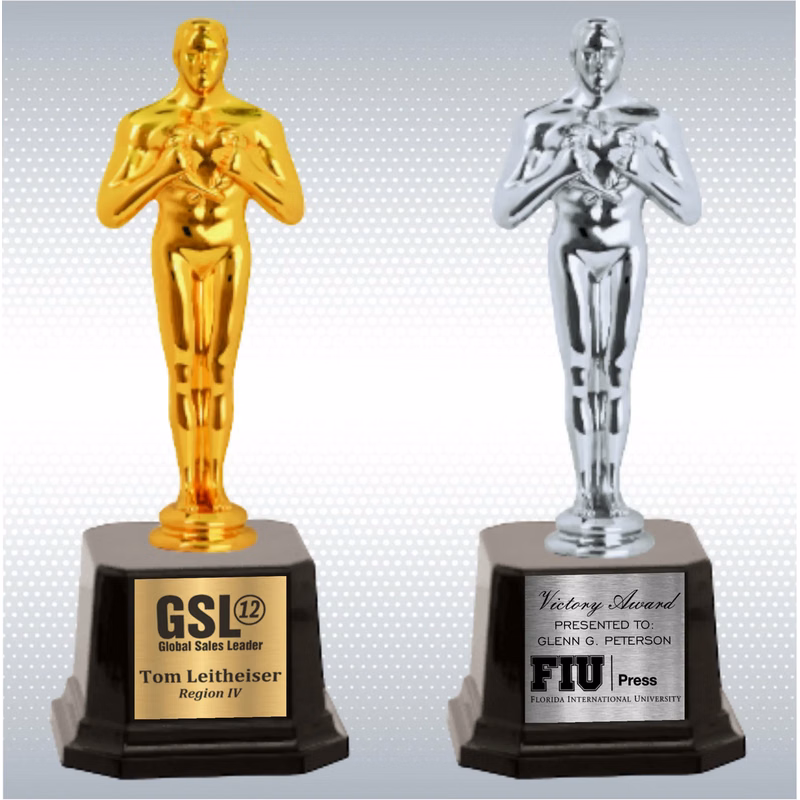 8 1/2" Metal Male Achievement Figure on Glossy Black Base