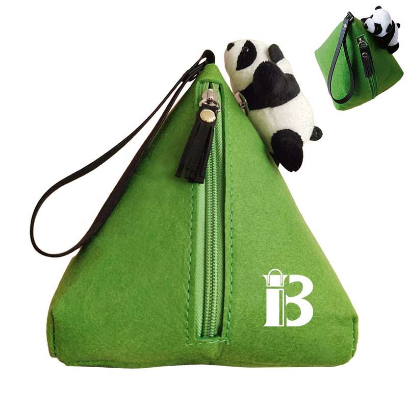 Felt panda coin purse wallet with hanging rope