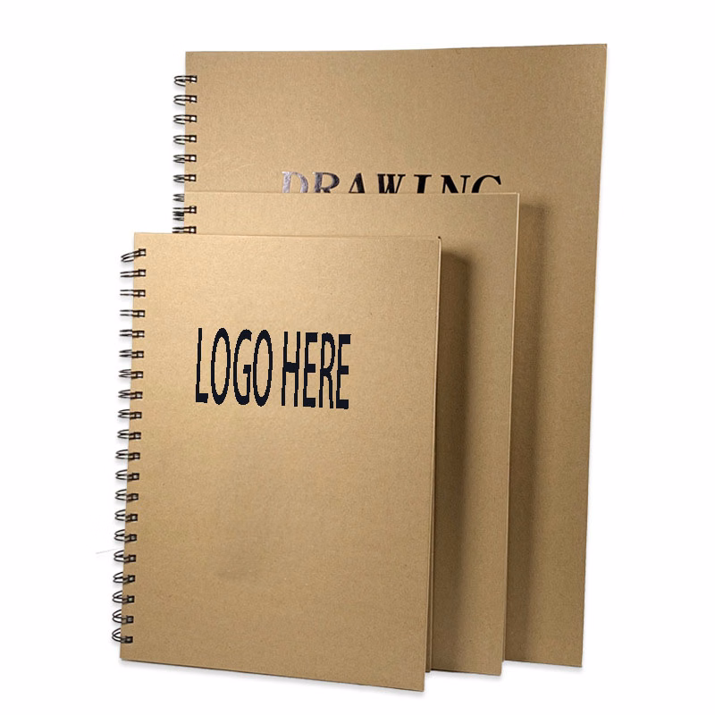 Sketchbook/Sketchpad w/ Spiral Bound Hard Kraft Cover for Art Supplies--30 Sheets 160gsm