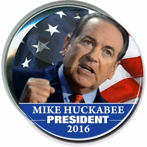 Mike Huckabee President 2016, American Flag, Political Button