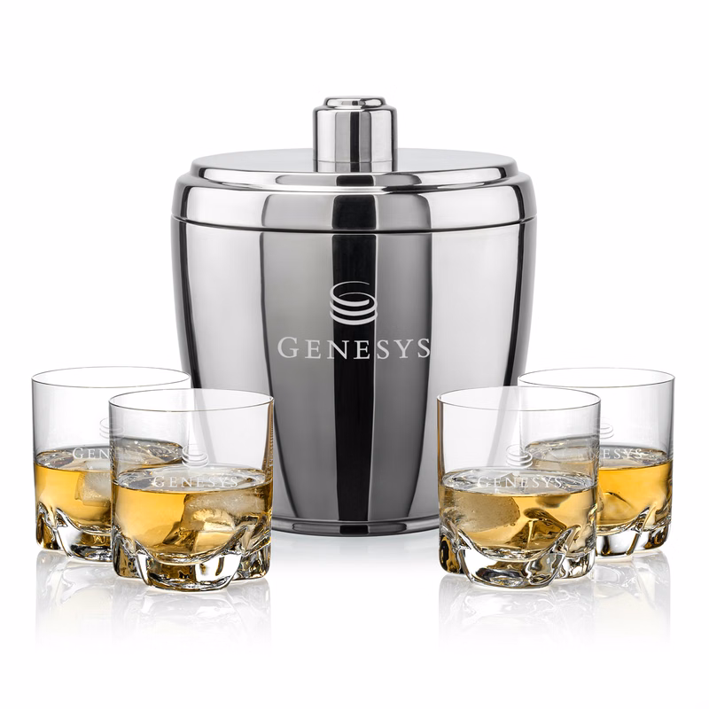 Pescara Ice Bucket & Hillcrest On-the-Rocks Set