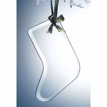 Beveled Jade Glass Ornament - Stocking