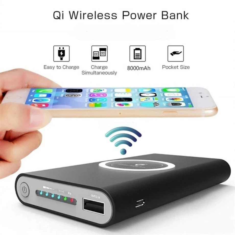10000Mah 3 in 1 Qi Power Bank Wireless Portable Charger 1