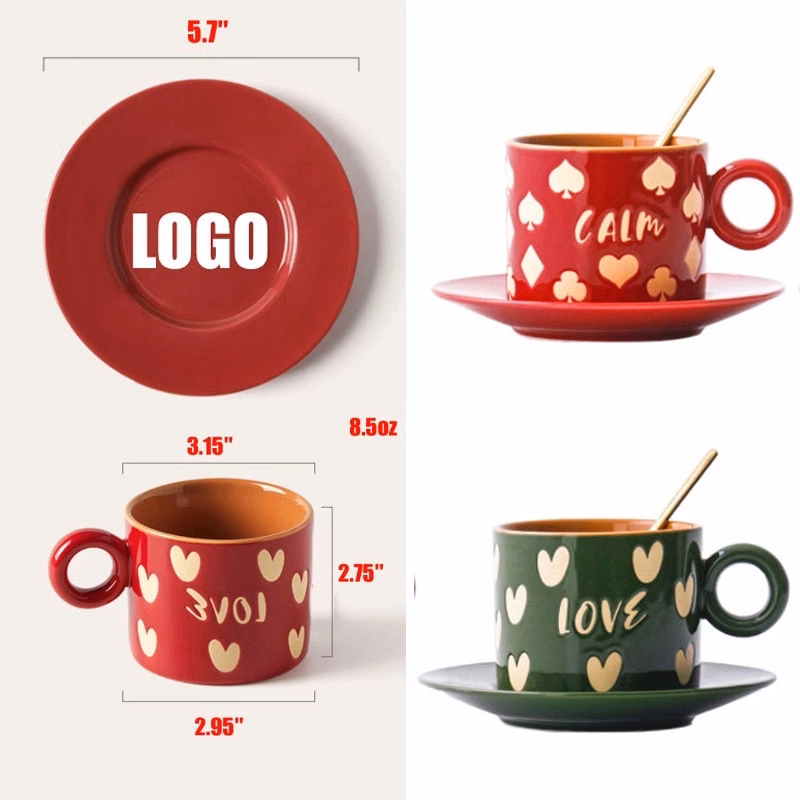 Custom Coffee Cup Set with Love heart