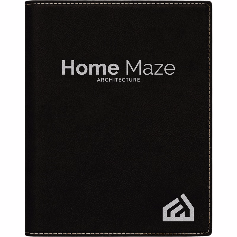 7" x 9" Leatherette Black/Silver Portfolio