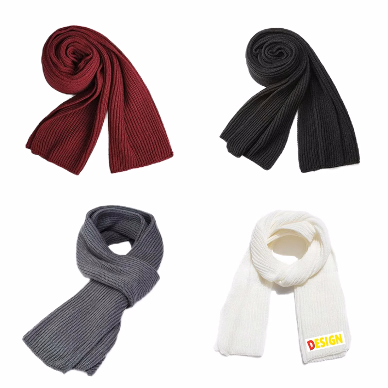 Unisex Pure Color Winter Warm Knitting Scarf MOQ 50PCSv