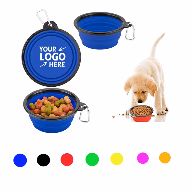 MOQ50Pcs Silicone Pets Bowls with Metal Carabiner Clipr