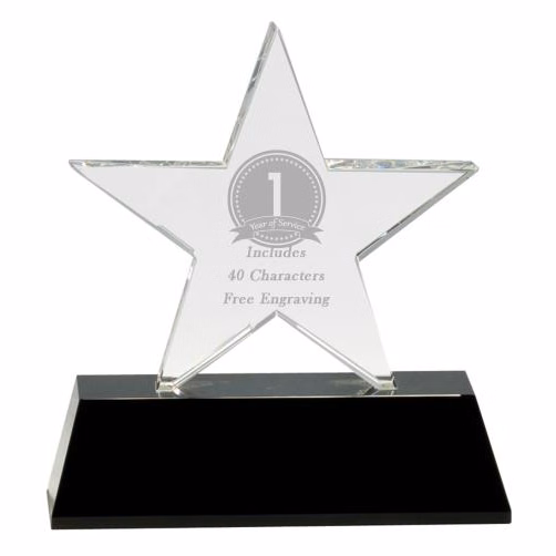 Crystal Star on Black base 6.75"