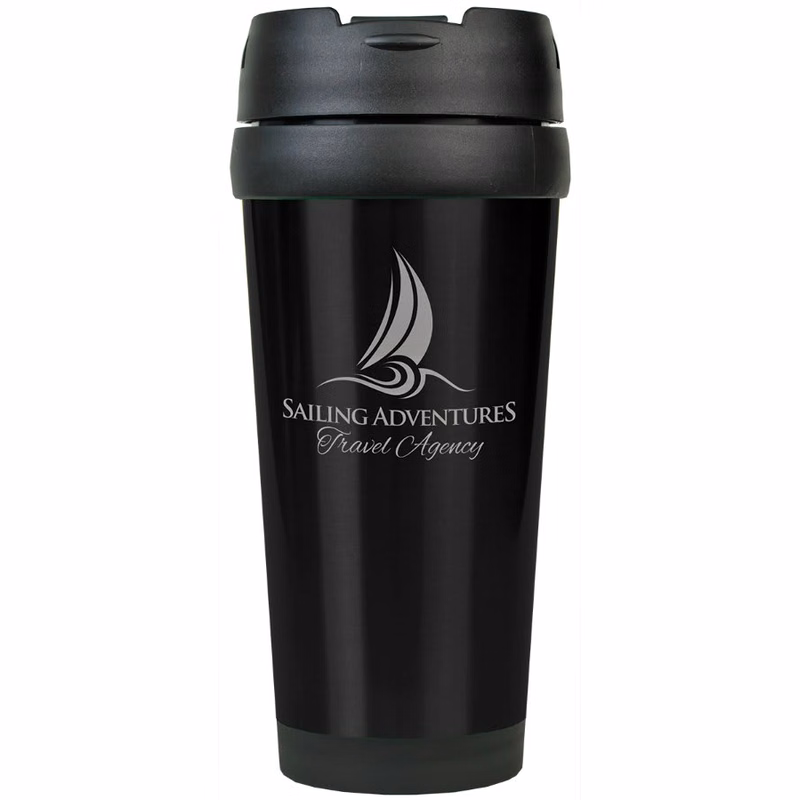 16 oz. Black Stainless Steel Travel Mug without Handle