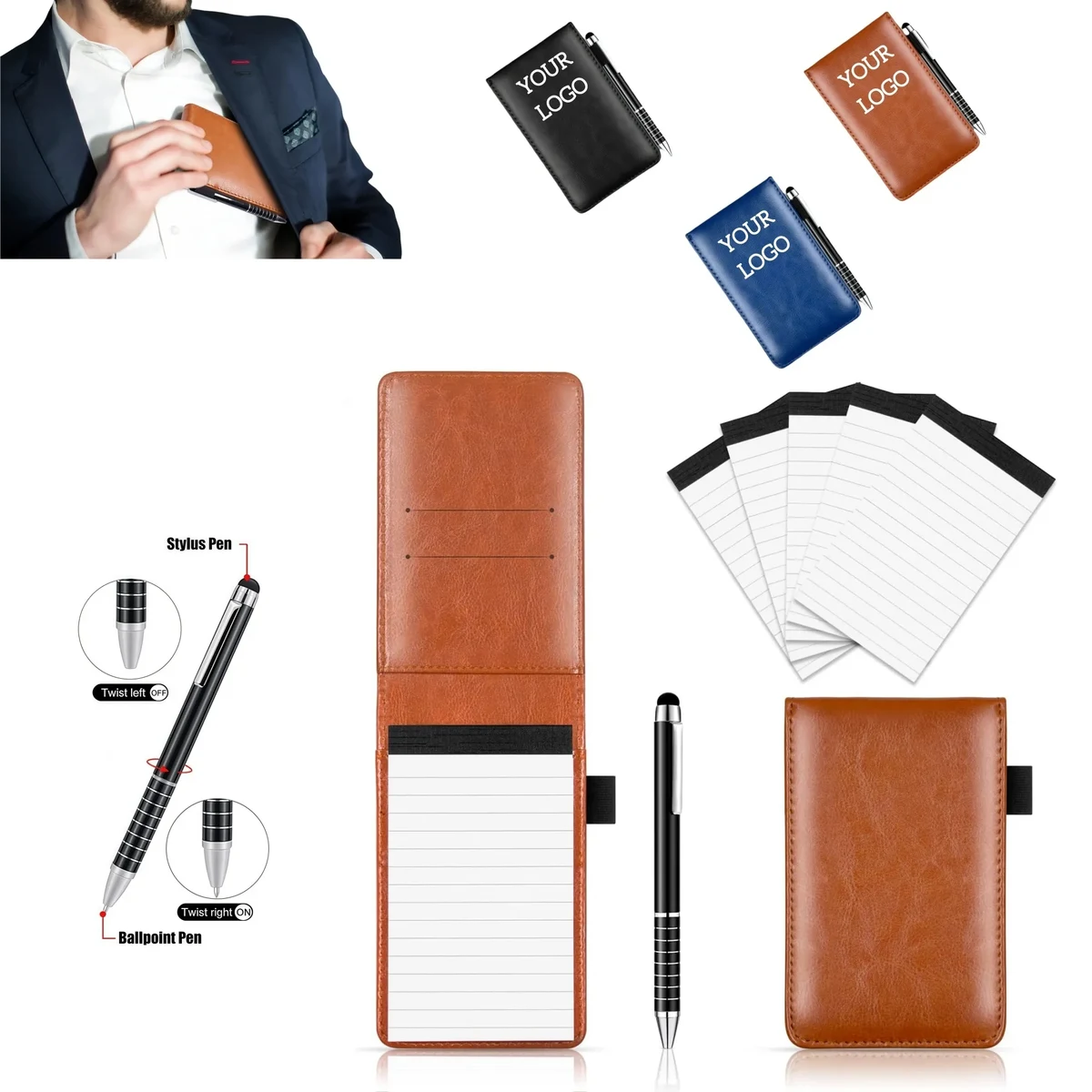 Mini Pocket Notepad Holder Set with Pen 1