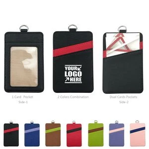 3 Pockets PU Leather Card Holder Dual Color Back 1