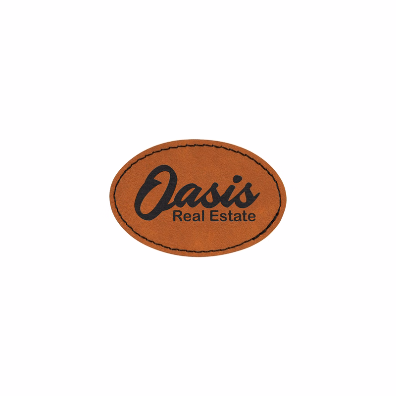 3" x 2" Rawhide Leatherette Oval Patch with Adhesive