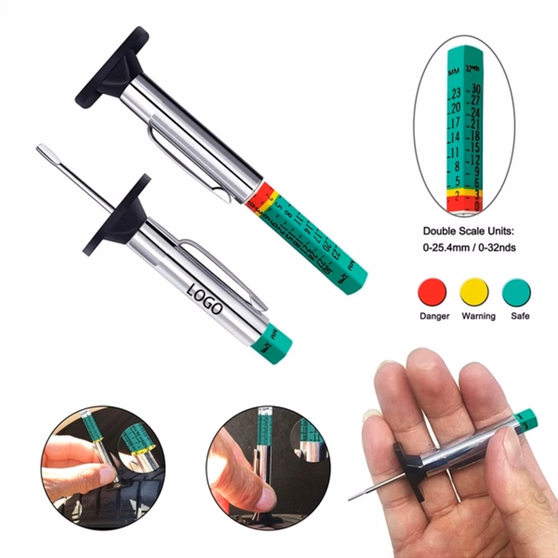Two-Sided Smart Color Coded Tire Tread Depth Gauge
