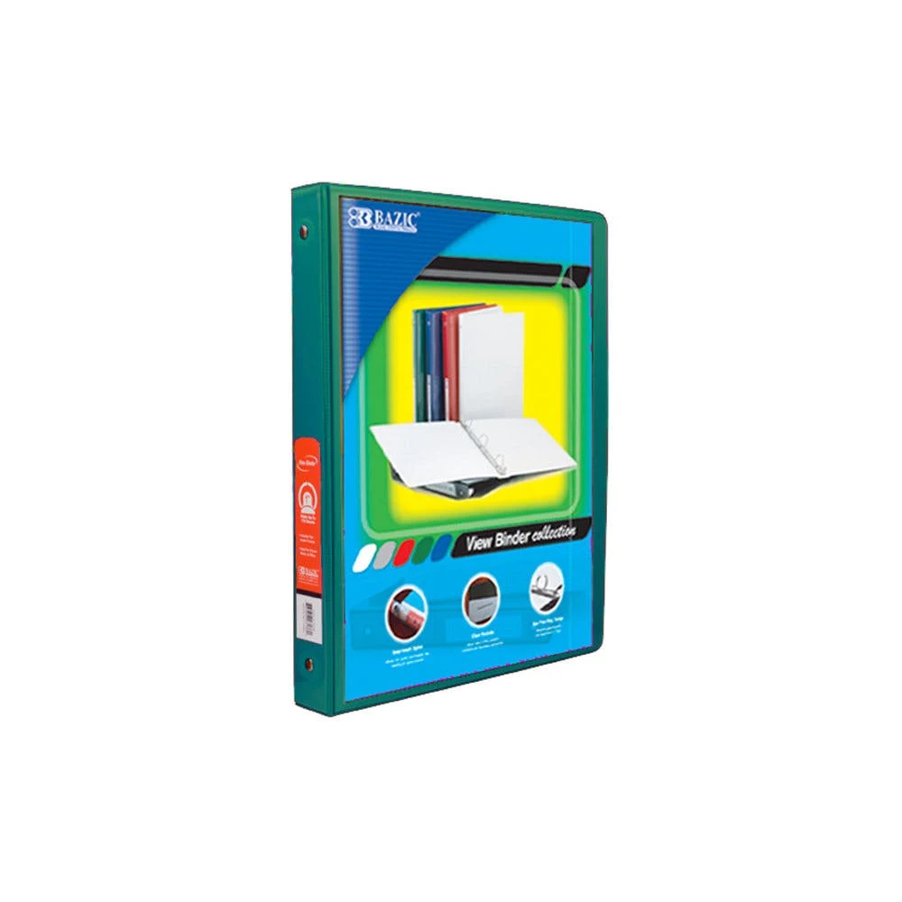 0.5" 3-Ring View Binder - Green 2 Pockets 1
