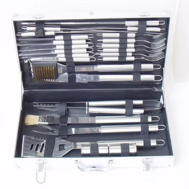 24pcs Stainless BBQ Tool Set in an Aluminum Case