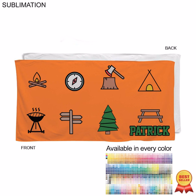 Camping Towel in Absorbent and Compact Microfiber Dri-Lite Terry, 30x60, Sublimated 1 side