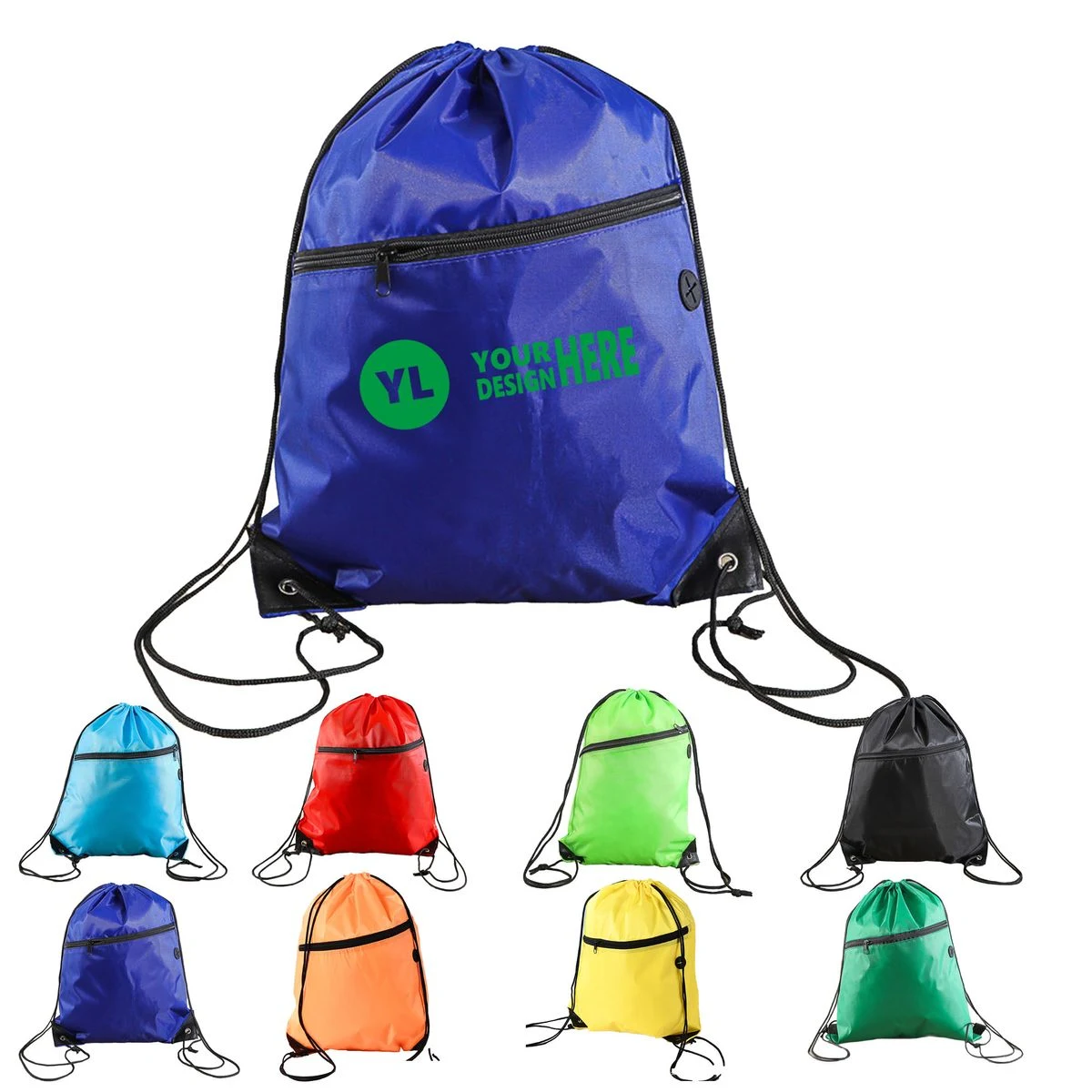 Polyester Drawstring Backpack With Zipper 1
