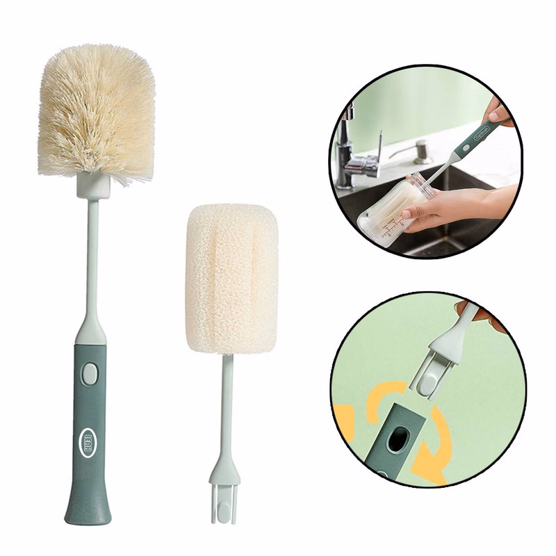 Water Bottle Cleaning Brush with Replaceable Brush Head