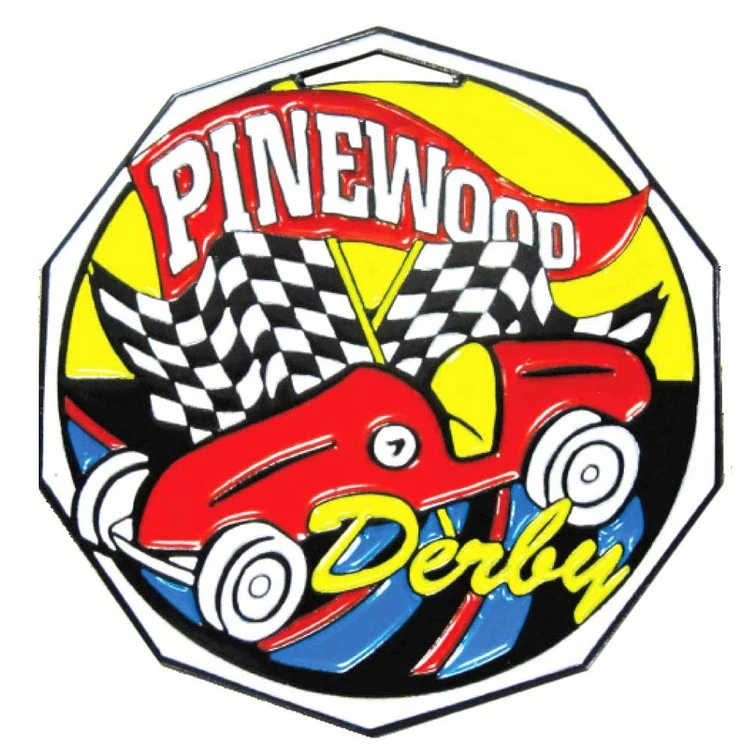 Pinewood Derby Decagon Colored Medallion (2") 1