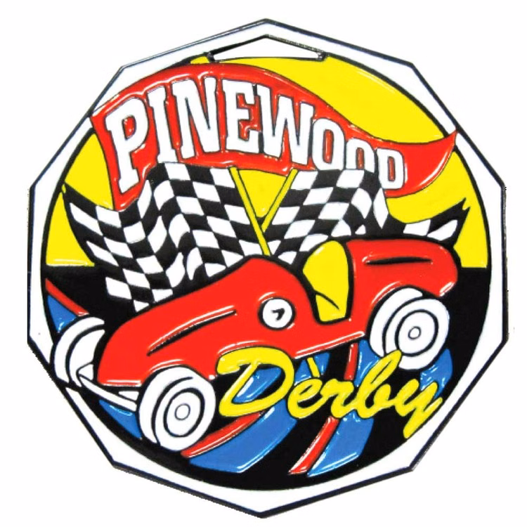 Pinewood Derby Decagon Colored Medallion (2")