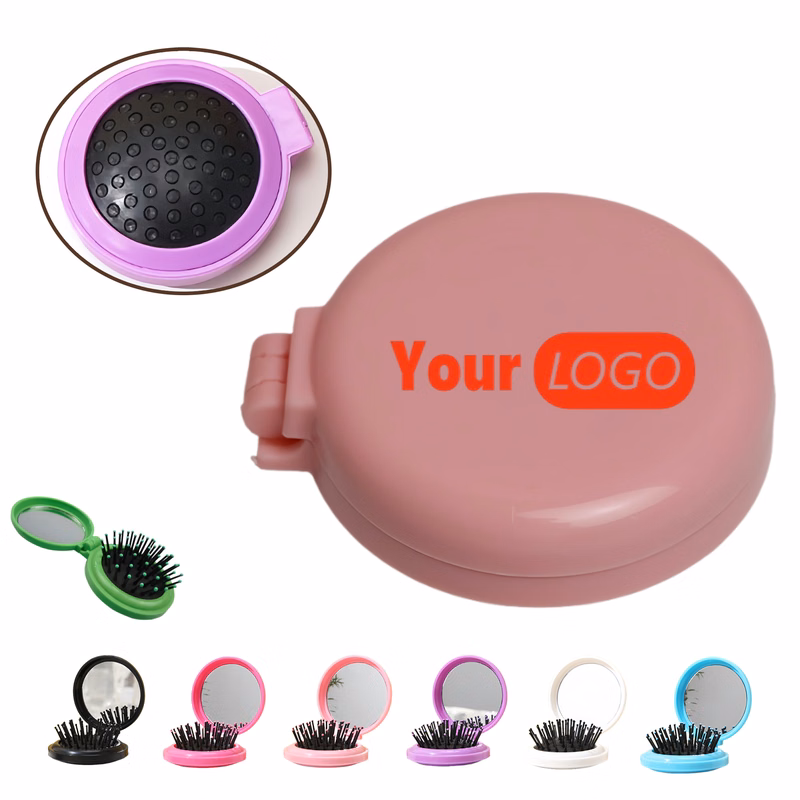 Round Portable Mirror Comb