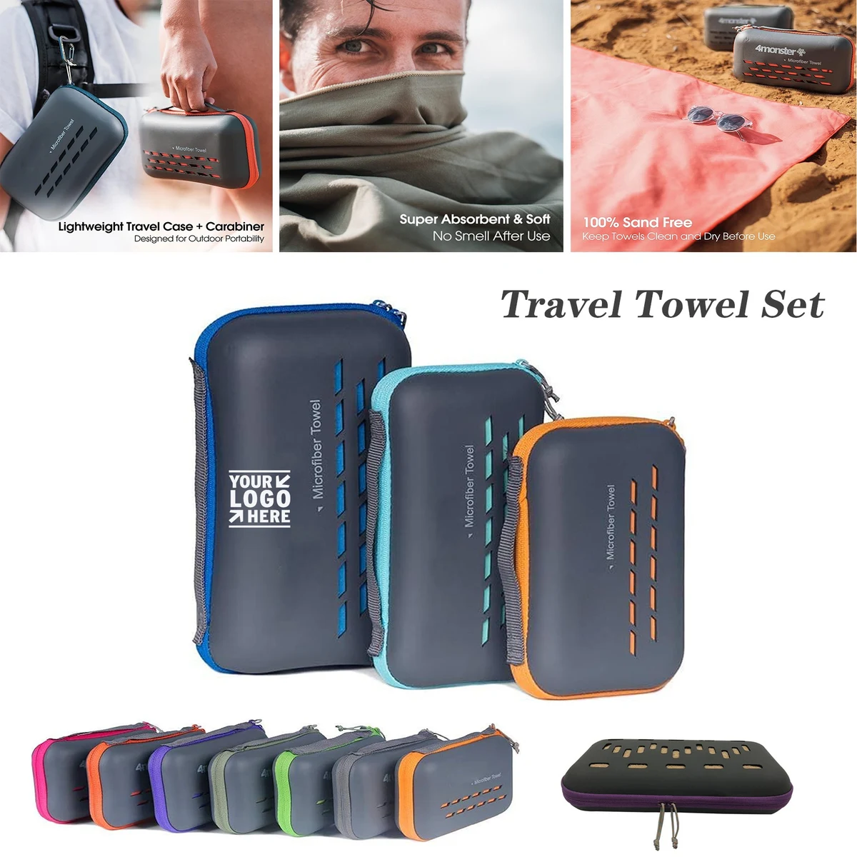 Camping Hiking Super Absorbent Fast Dry Ultra Soft Microfiber Travel Towel for Beach Sports Case 1