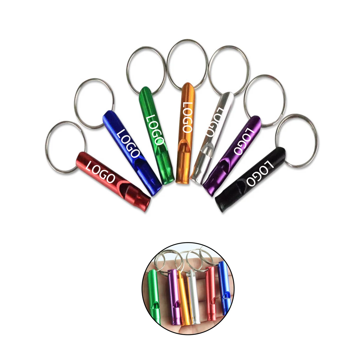 Outdoor Survival Aluminum Emergency Whistle With Keychain 1