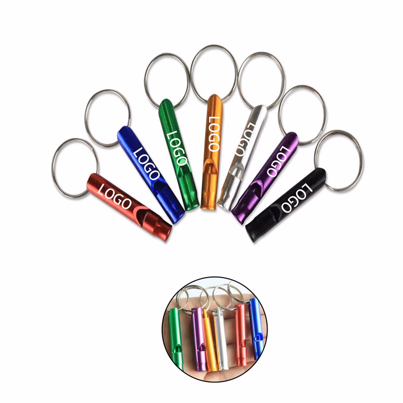 Outdoor Survival Aluminum Emergency Whistle With Keychain