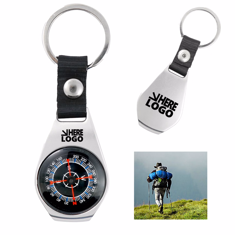 MOQ 20 Compass Key Chain Outdoor  Handheld Key Tag