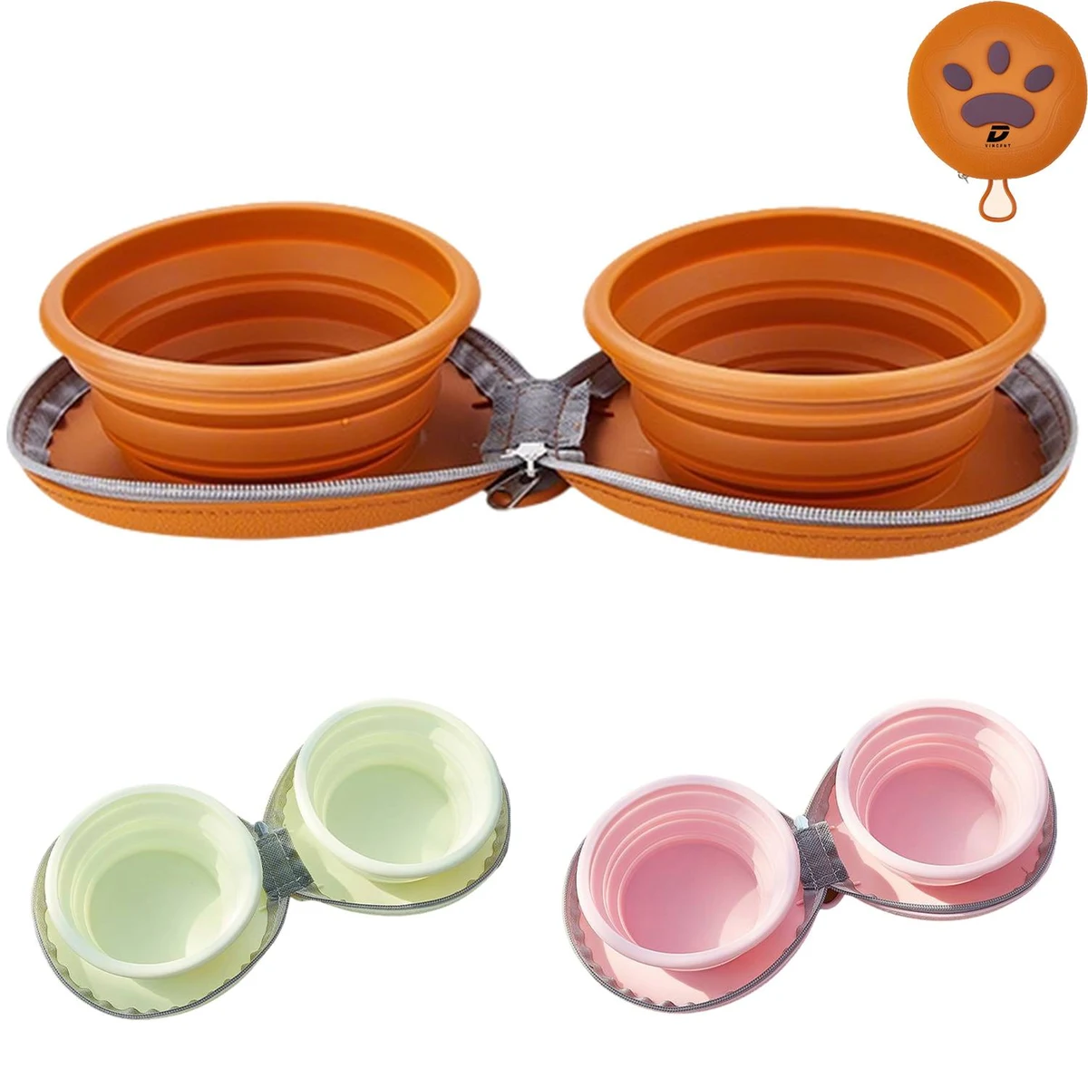 Silicone Pet Collapsible Double Bowl 1