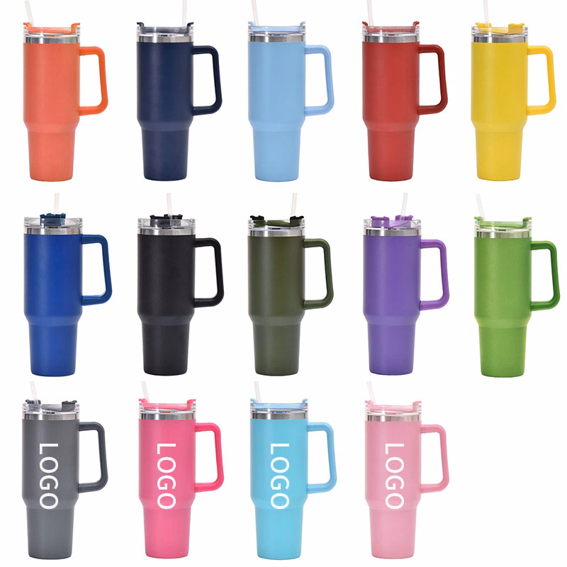 Tumbler Cup with Handle and Straw