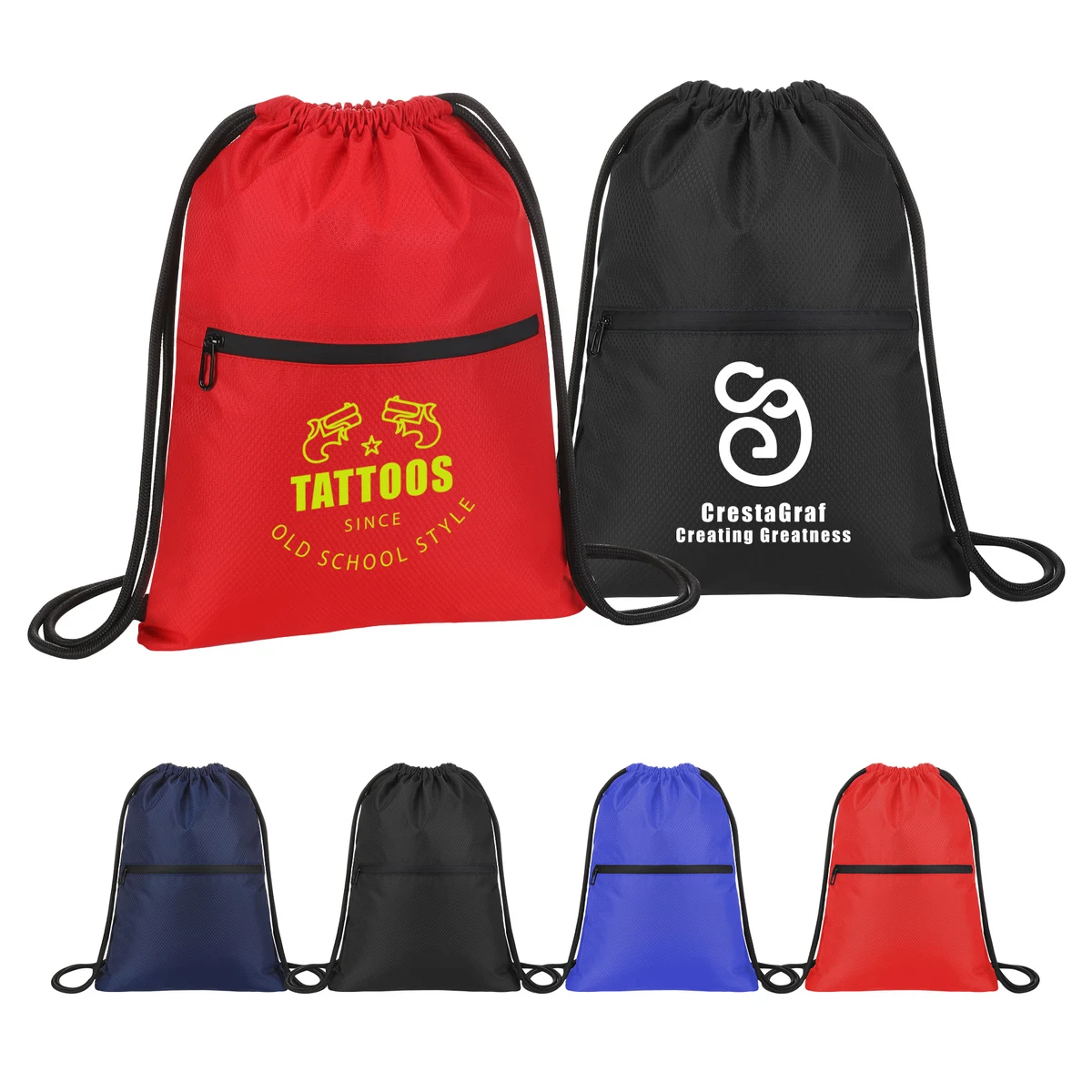 Waterproof Drawstring Gym Bag With Front Pocket 1