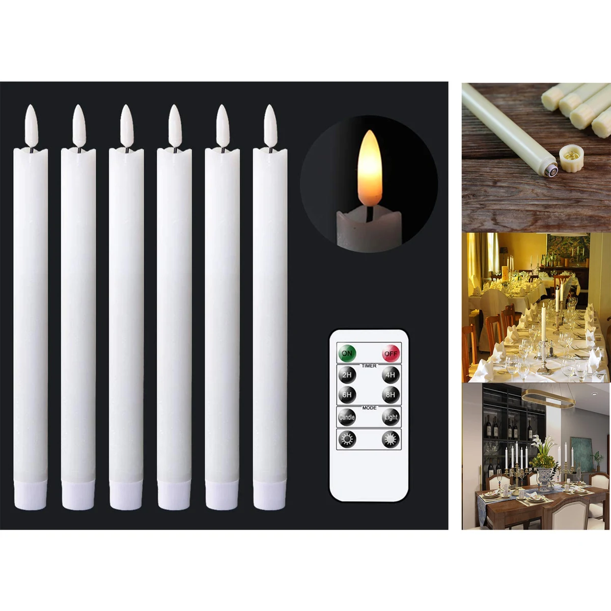Flameless White Taper Candle 1
