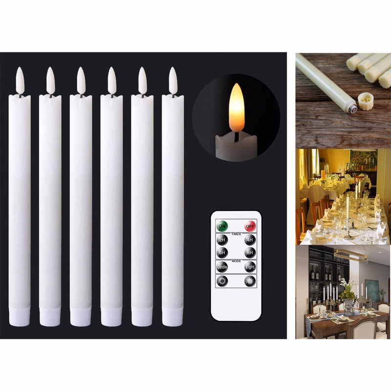 Flameless White Taper Candle