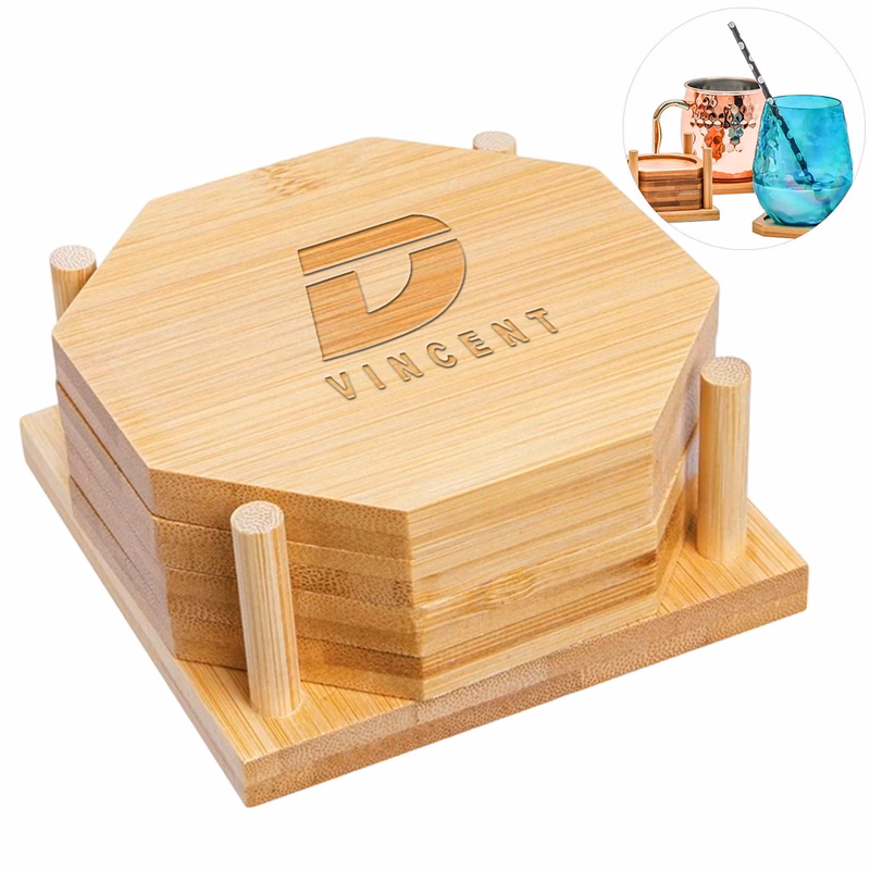 4-Piece Bamboo Coaster Set