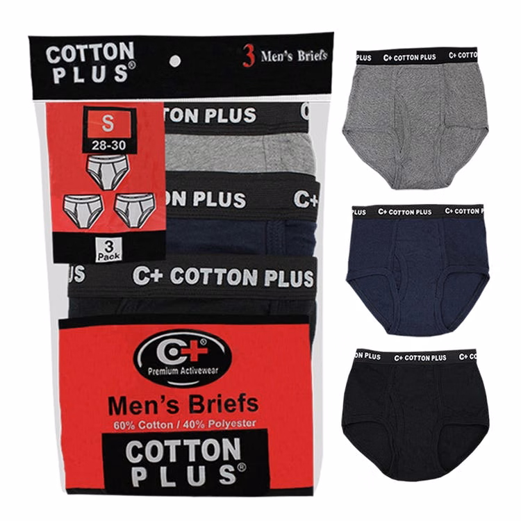 Cotton Plus Men's Briefs Assorted Large 3 Pack