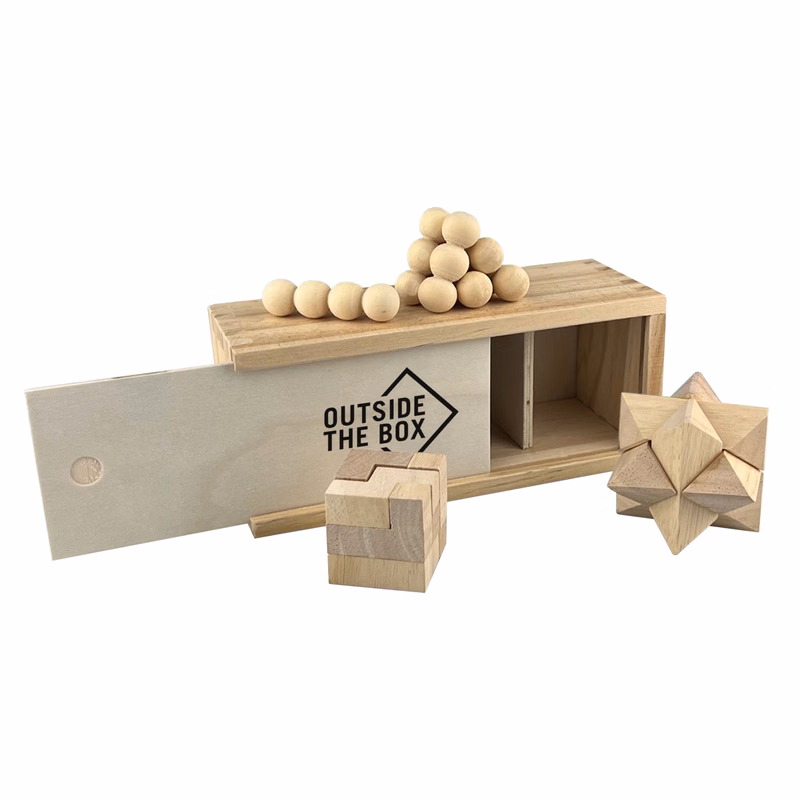 3 in 1 Wooden Brain Teaser