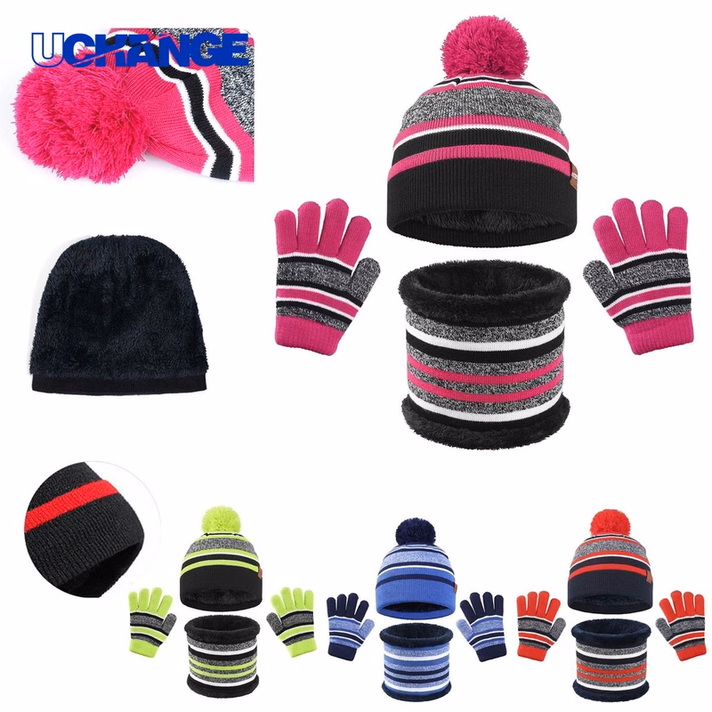 KidsKnitted Gloves Hat Scarf Set