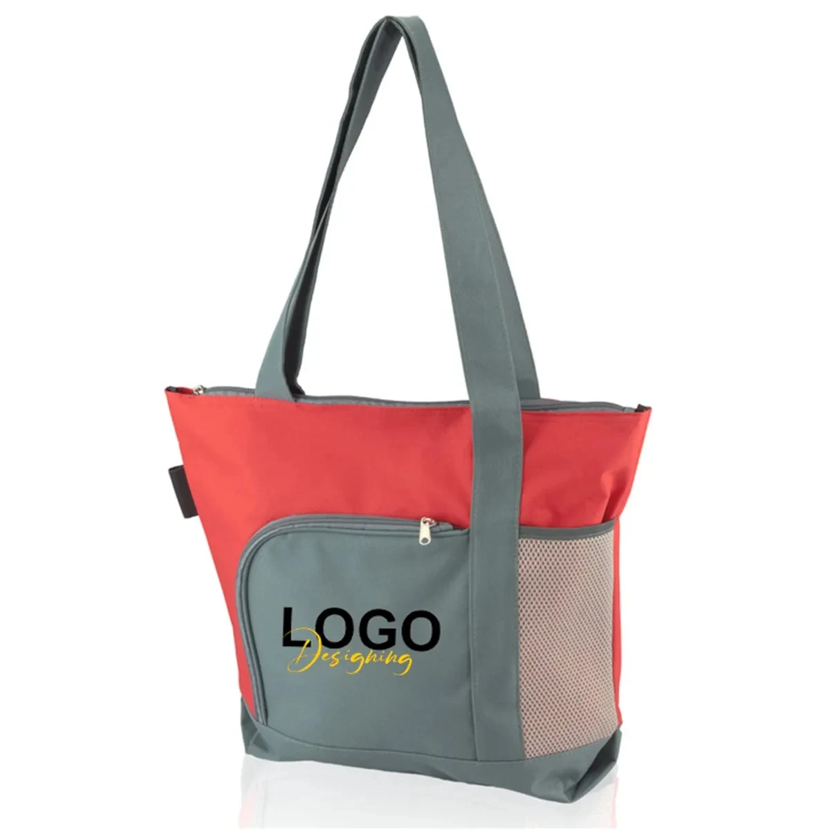 Polyester Canvas Zipper Tote, custom tote bag with logo imprint 1